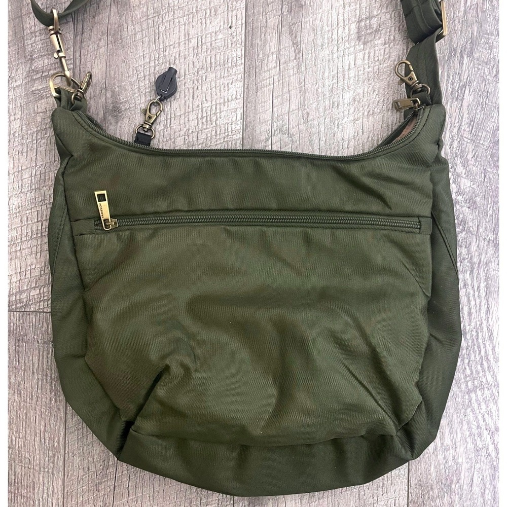 Travelon Anti-Theft Classic Hobo Bag Olive Green RFID Blocking Crossbody Purse - Picture 5 of 7